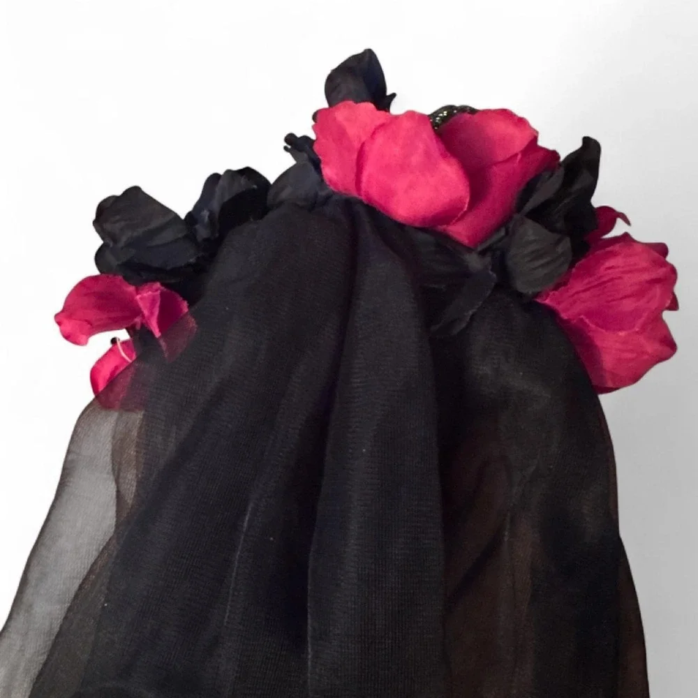 Claire's Skull Headband Flower Wreath Glitter Whimsigoth Dark Romance NWT